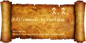 Körmendi Krisztina névjegykártya